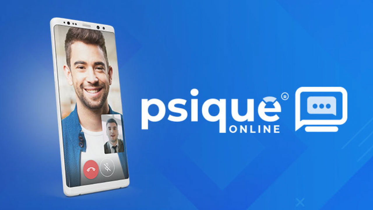 Imagen de Psique Online con una videollamada en un teléfono